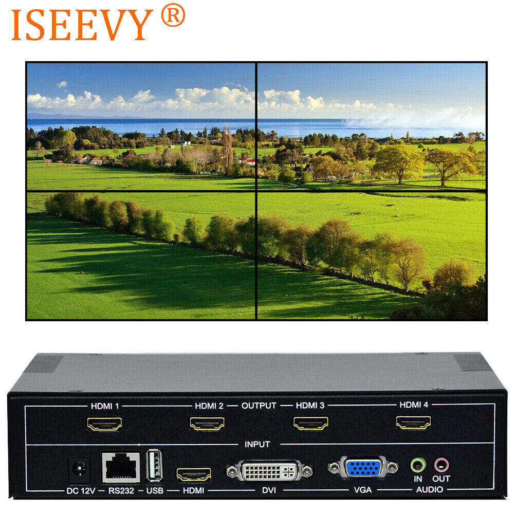 4 Channel TV Video Wall Controller 2x2 1x3 1x2 HDMI DVI VGA USB Video Processor