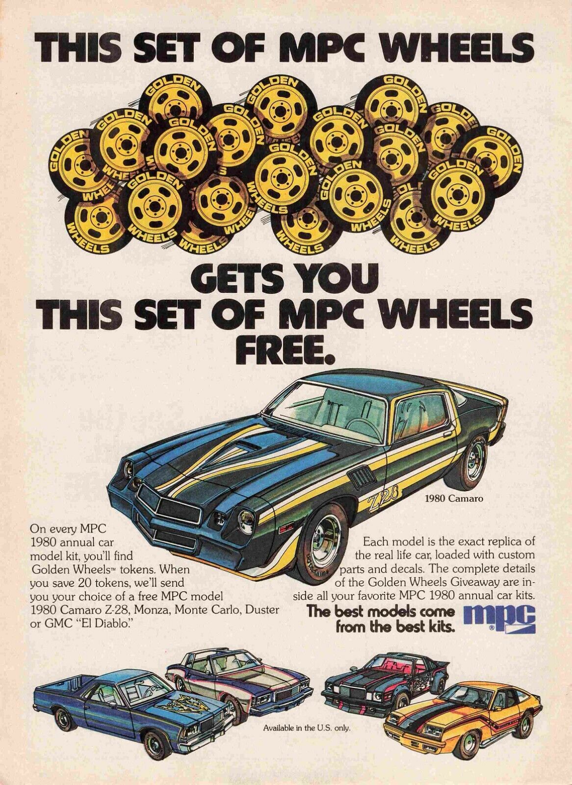 1980 Camaro Mpc Wheels Kit Model Ad 1970S Vtg Print Ad 8X11 Wall Poster Art