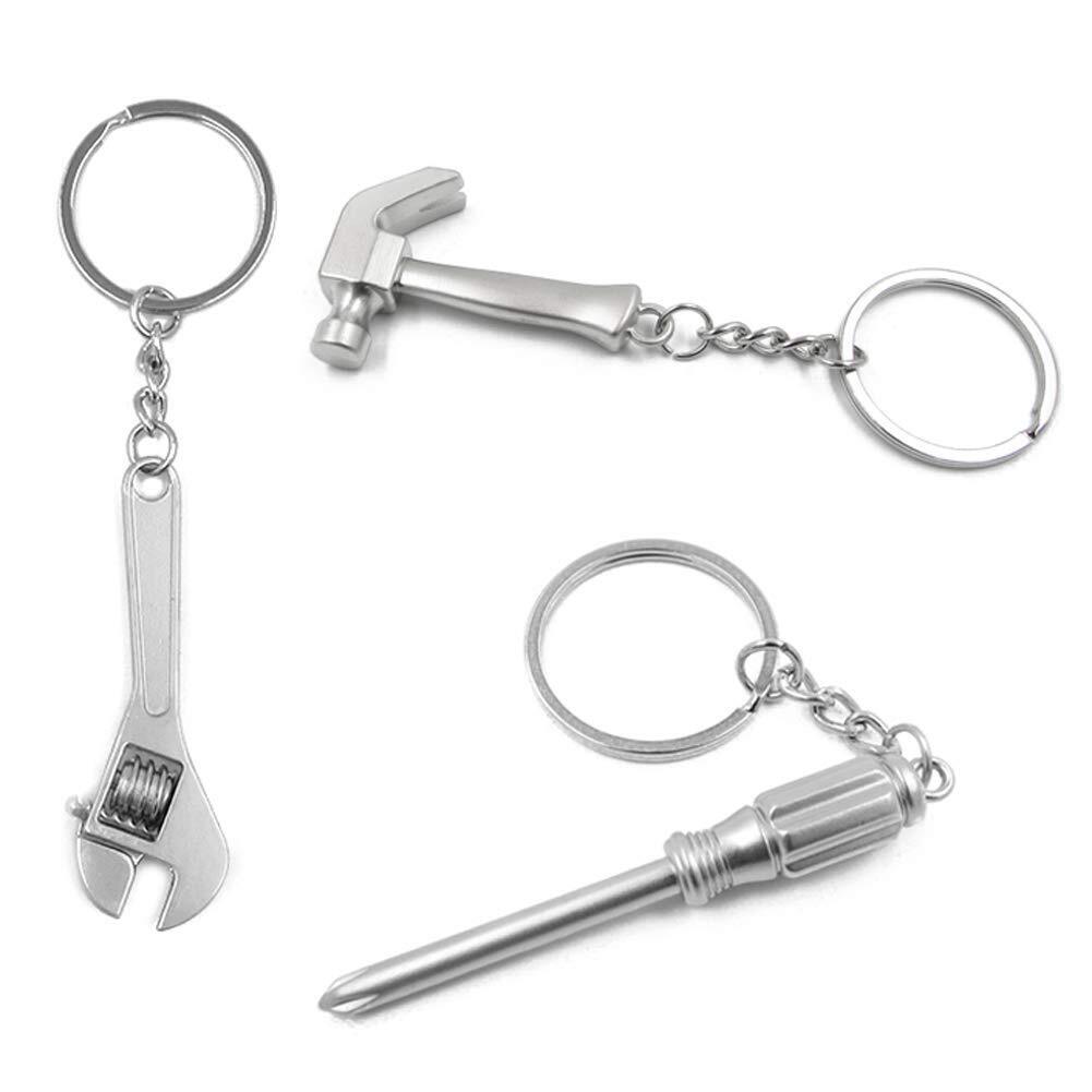 3 Pieces Metal Mini Hand Tools Keychain Mini Hardware Tool Key Chains Pretend...
