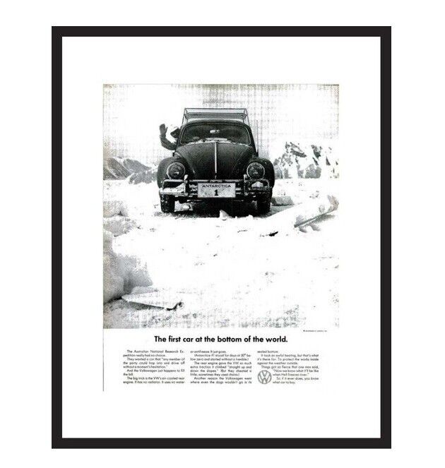 LIFE MAGAZINE - FRAMED ORIGINAL AD - 1965 VW BUG in Antartica