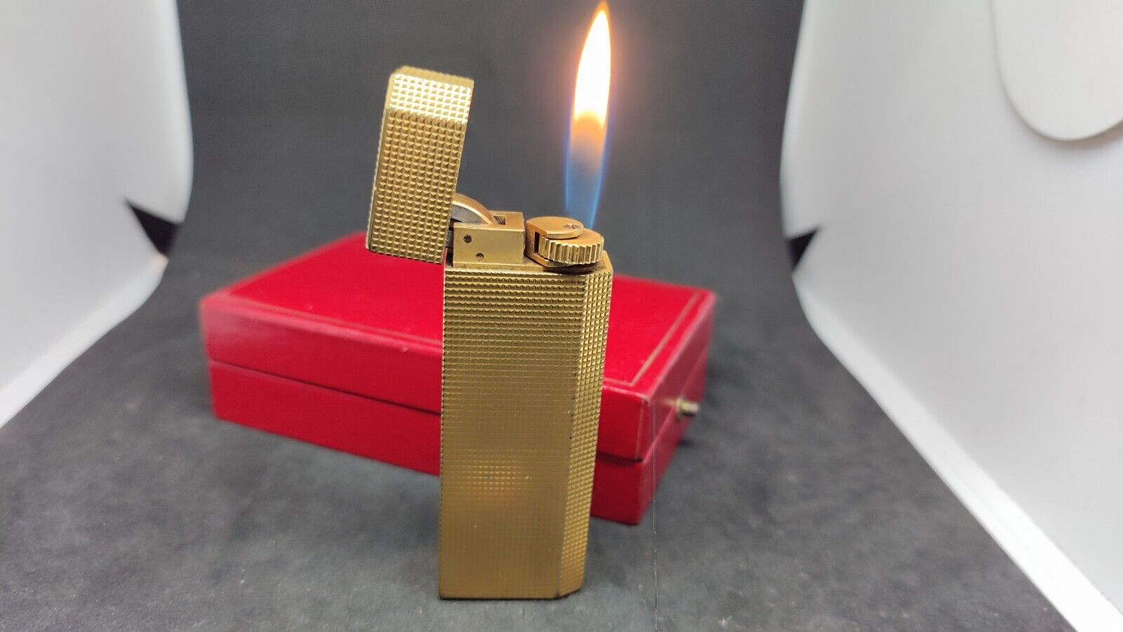 Vintage Cartier Gas Lighter Gold with Box Working Condition Vol.4