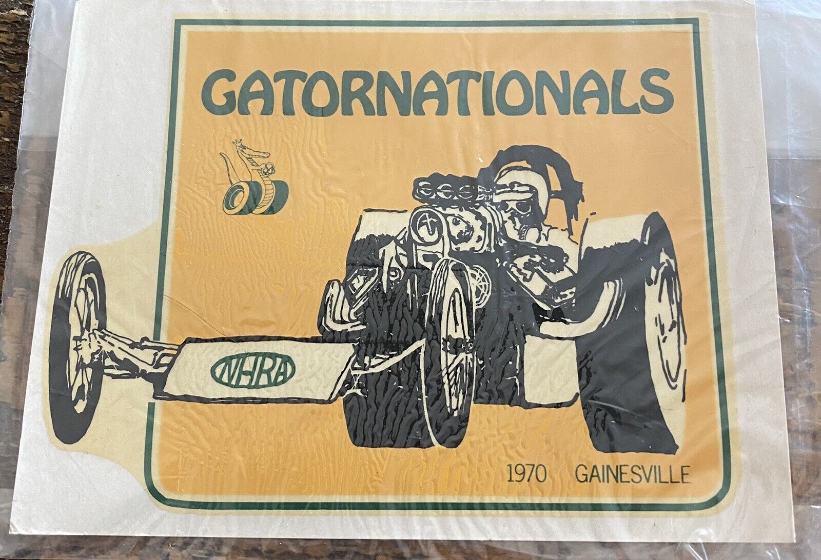 Vintage Nhra Drag Racing Water Decal 1970 Gator Nationals