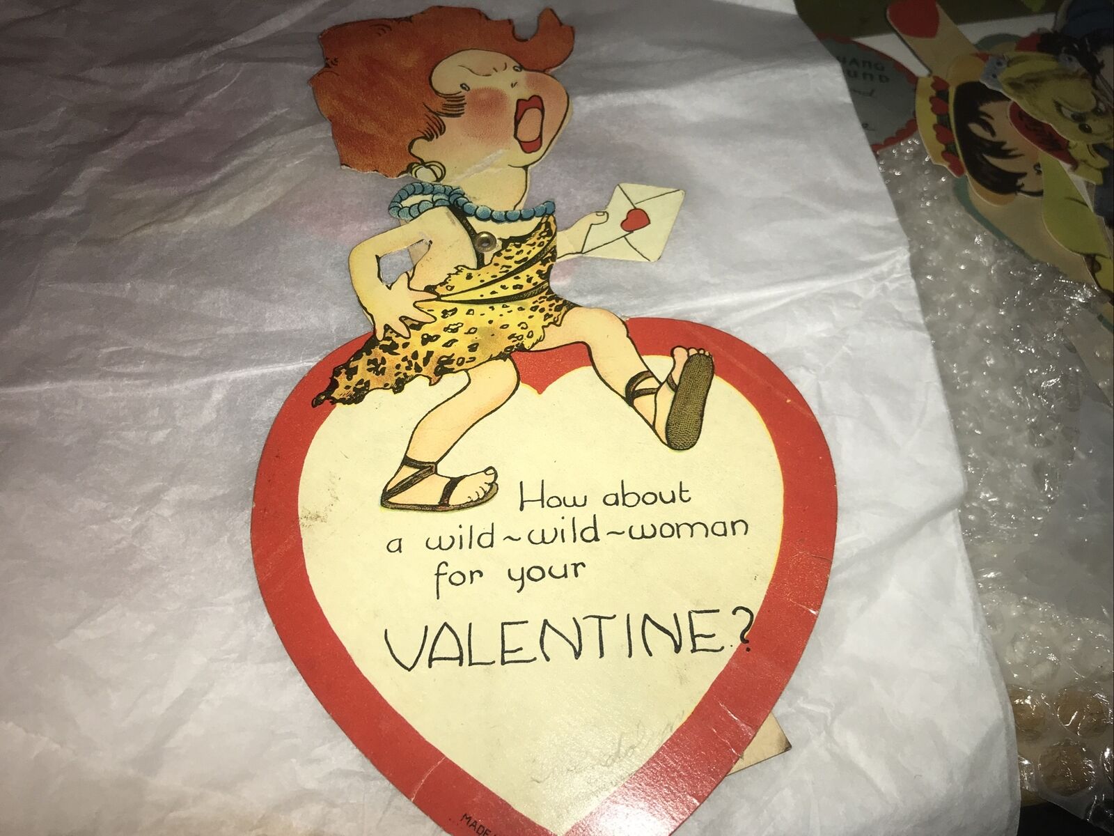 Vintage Large Mechanical Valentine “ How About a wild- wild- Woman \