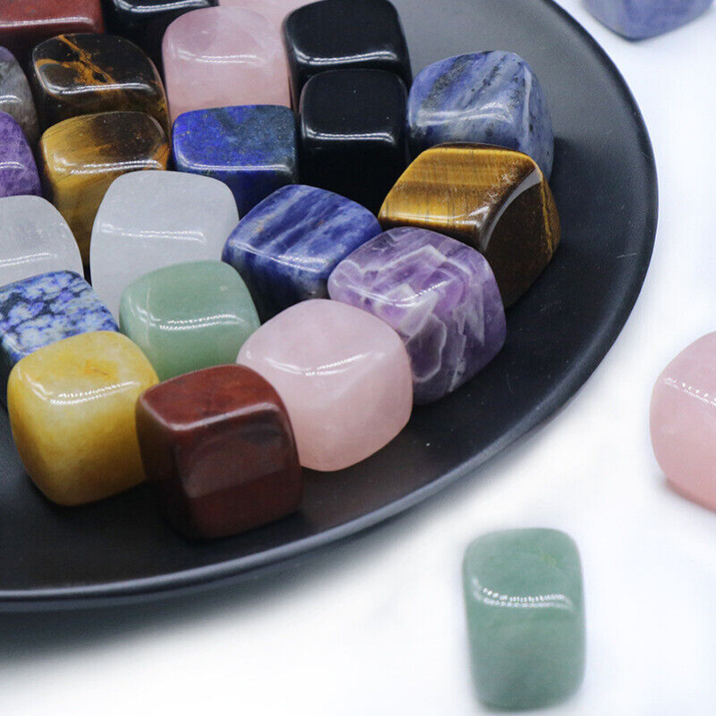 50pcs Bulk Lot Gemstone Cube Mixe Natural Stone Chakra Specimen Healing Reiki