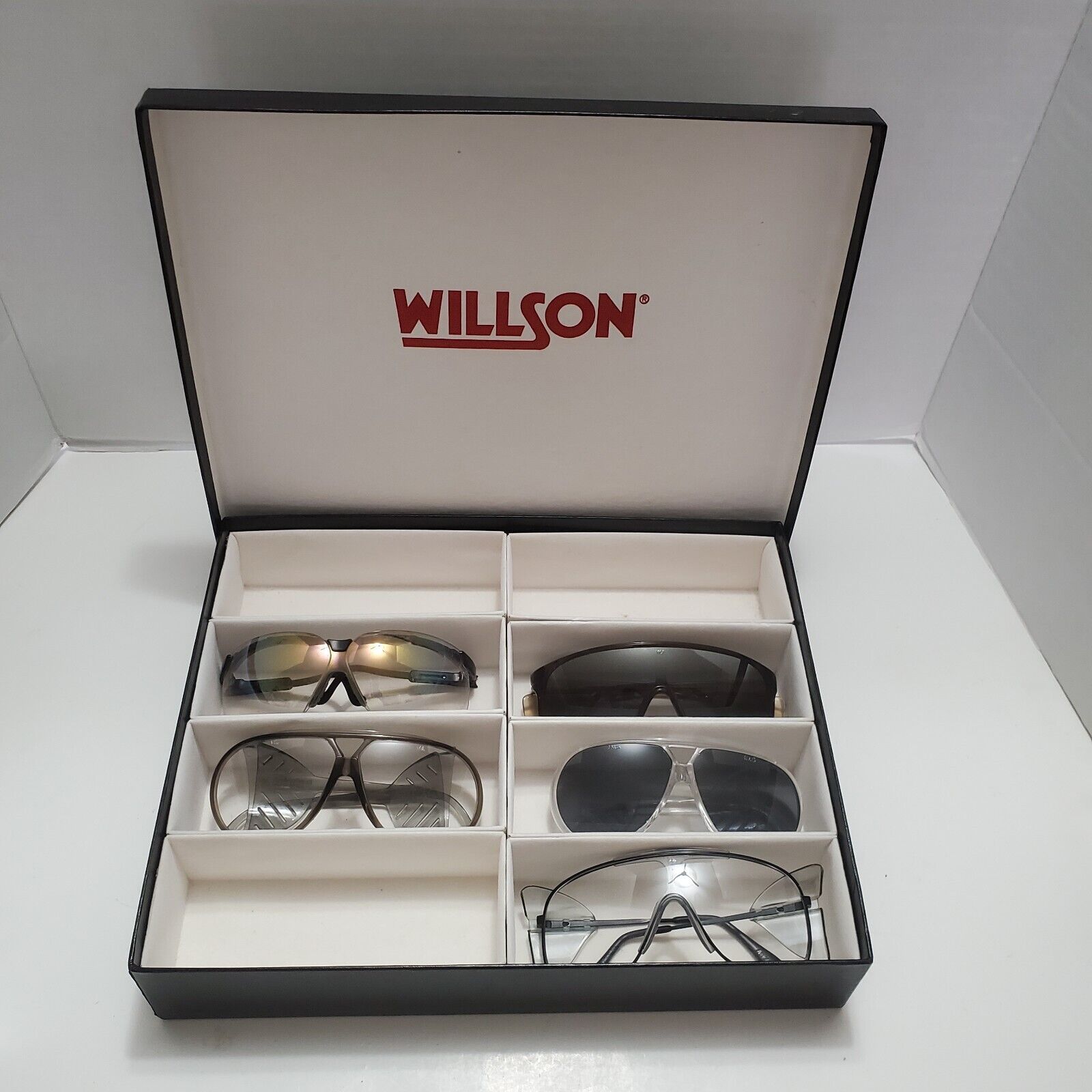 Vintage WILLSON Safety Glasses Lot of 4 Spectra, Gemini, Spectra II, UVEX w case
