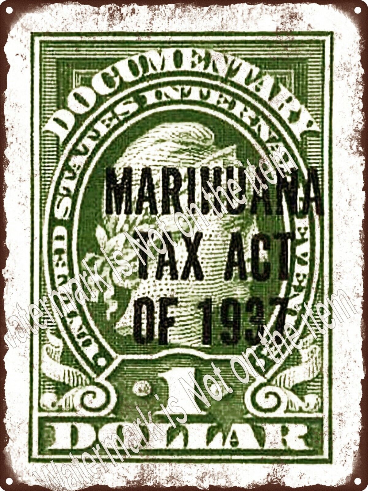 1937 Marijuana Tax Act Stamp Marihuana Weed Man Cave Metal Sign 9x12\