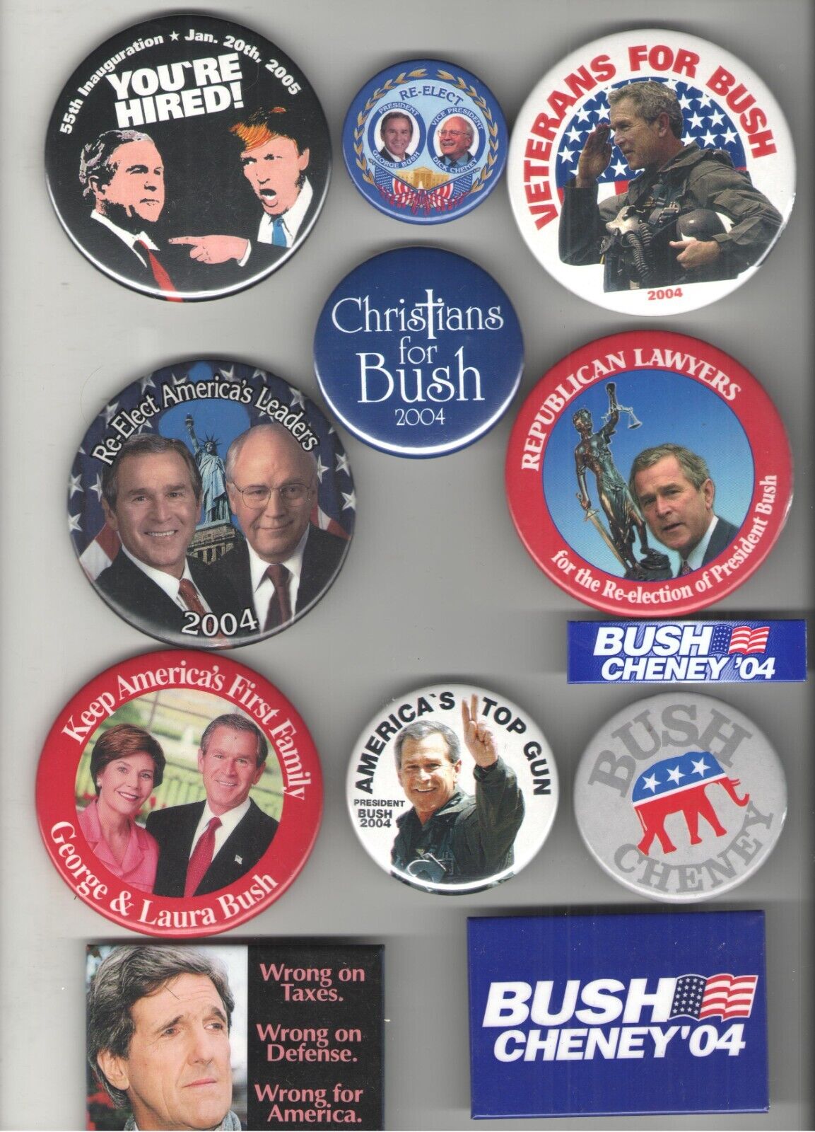 21 George + W. Bush  Cheney 1988 - 2005 pin Campaign Inauguration etc pinback