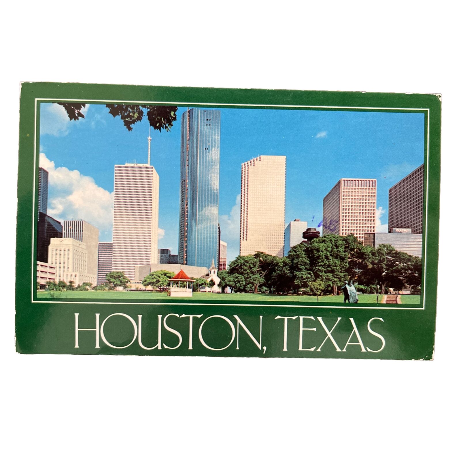 Postcard Sam Houston Park Houston Texas 1989 modern architectures downtown view