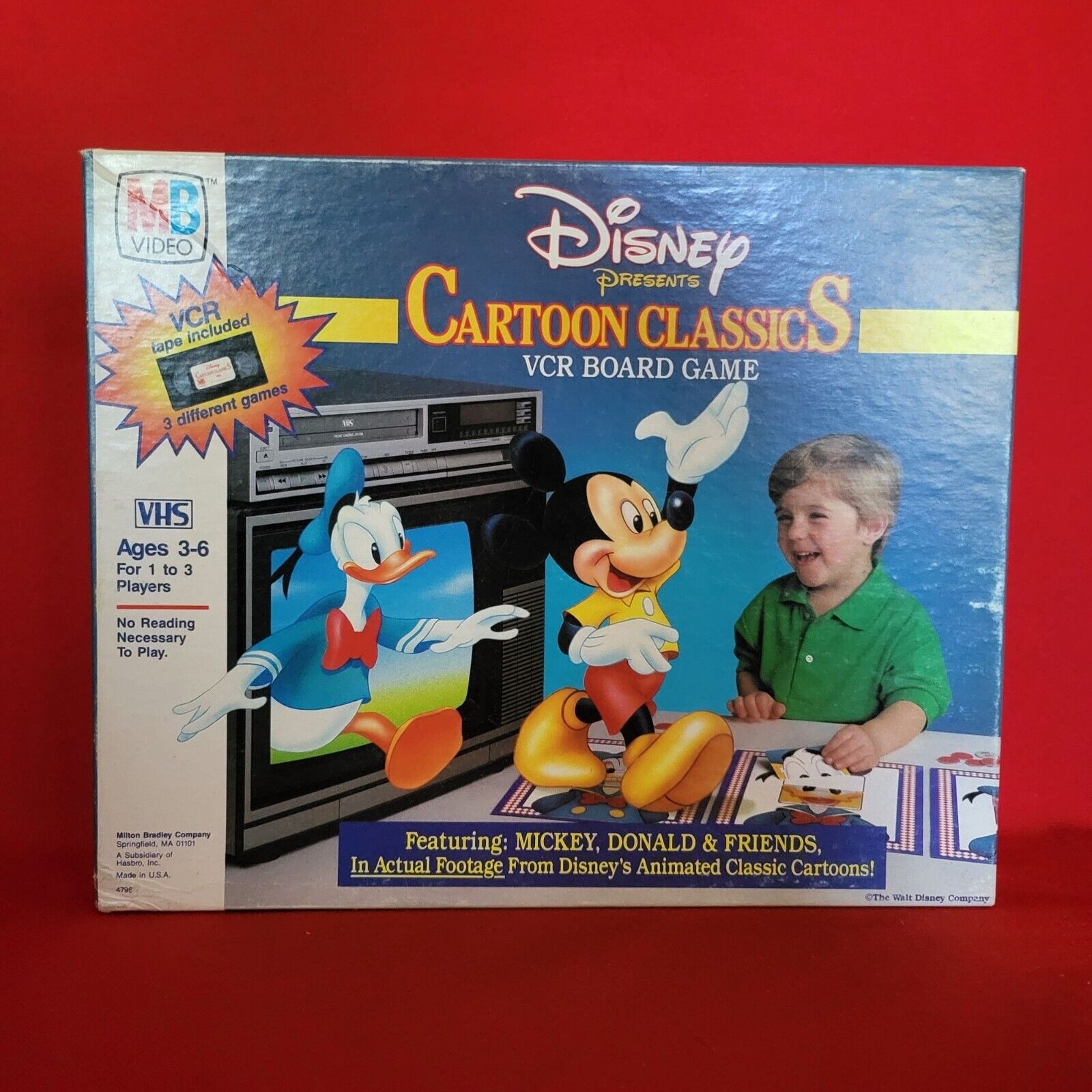 Vintage Disney Cartoon Classics VCR Board Game Mickey Donald & Friends 1986