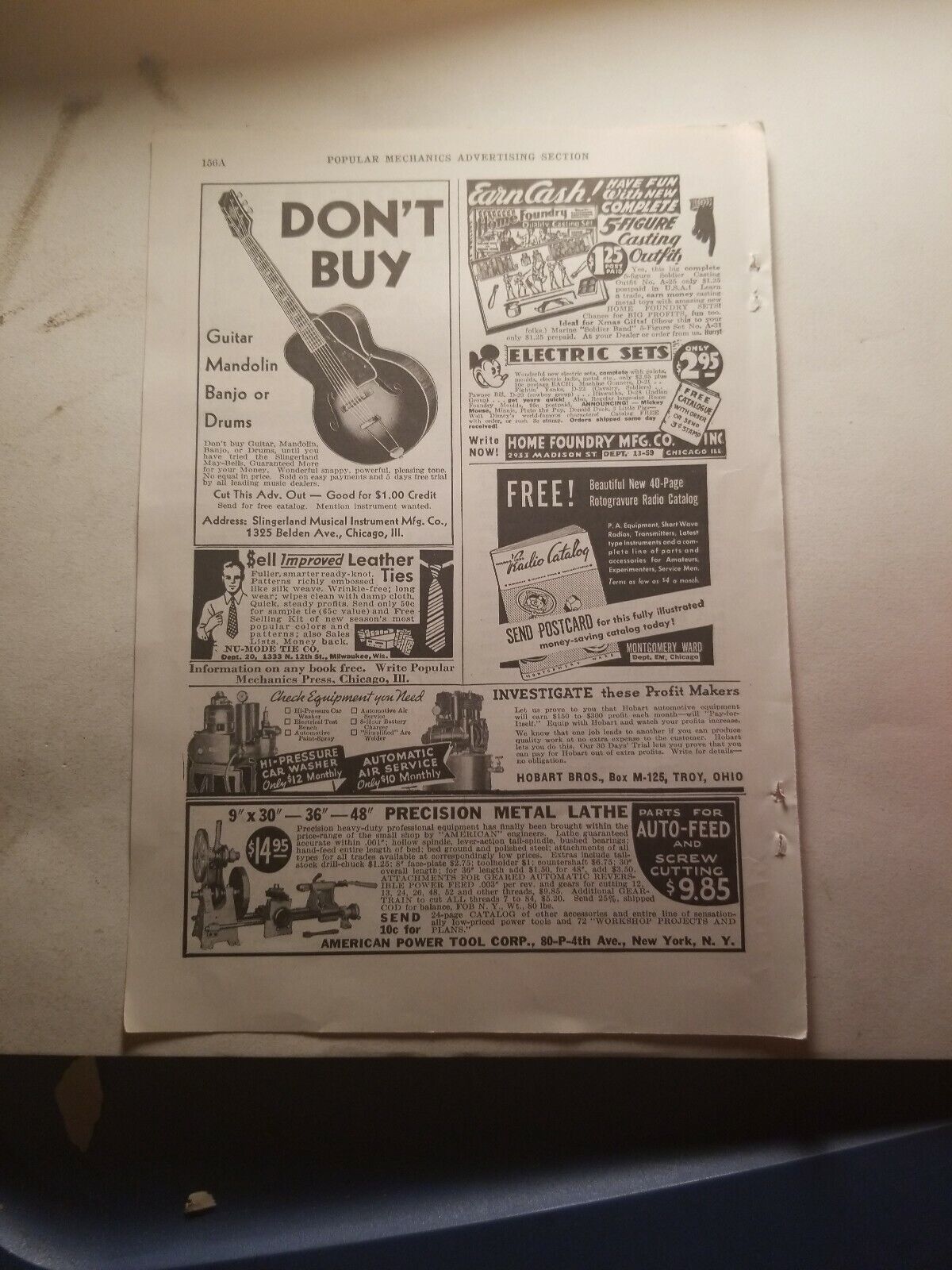 1935 print ad-Guitars-Drums-Mandolins-Banjos-Slingerland May-Bells K