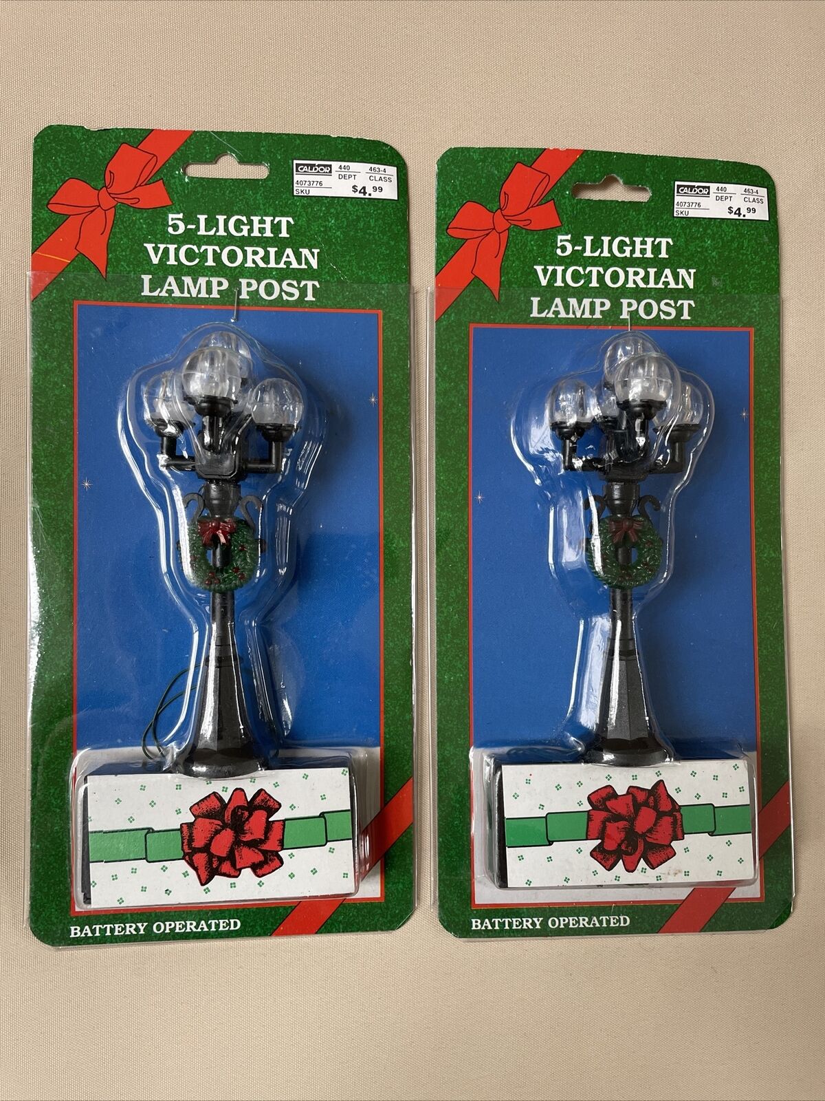 CALDOR 5-light Victorian Lamp Post (Set of Two) ~ Battery Operated - NEW, OS