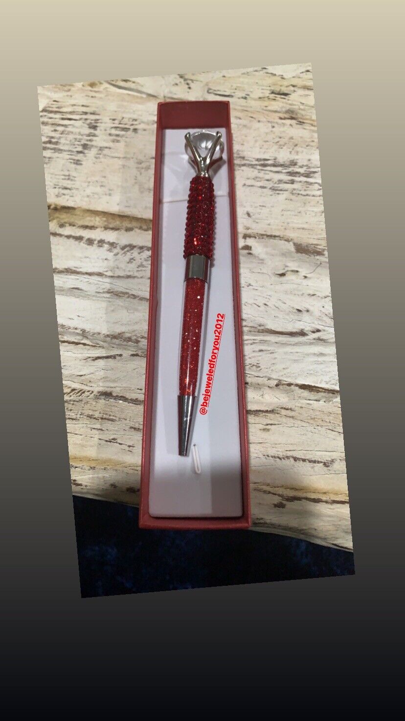 Bling Diamond custom ink pens with Red Crystals
