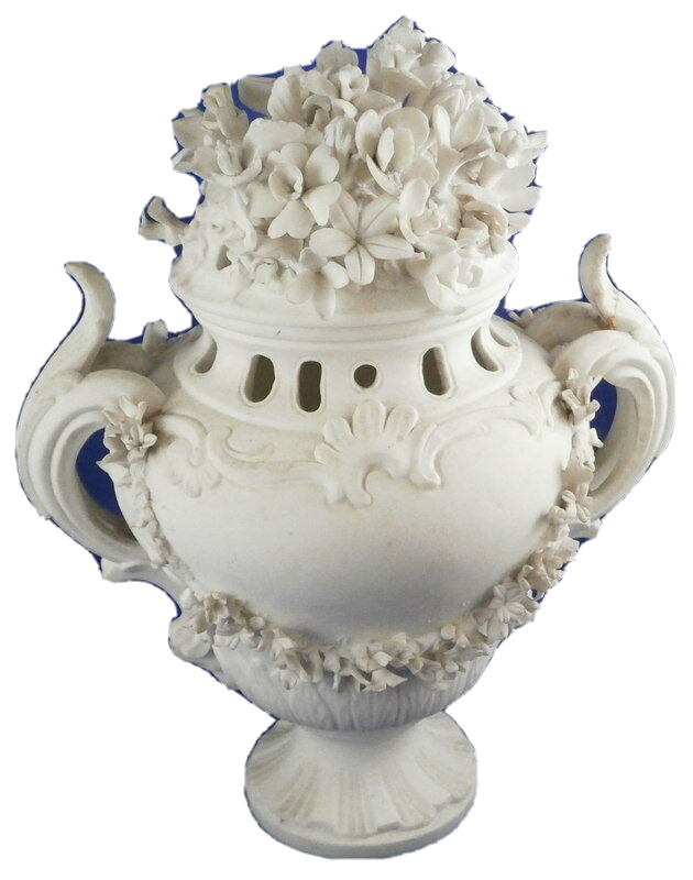 Superb Antique 18thC Mennecy Biscuit Porcelain Floral Potpourri Vase Soft Paste