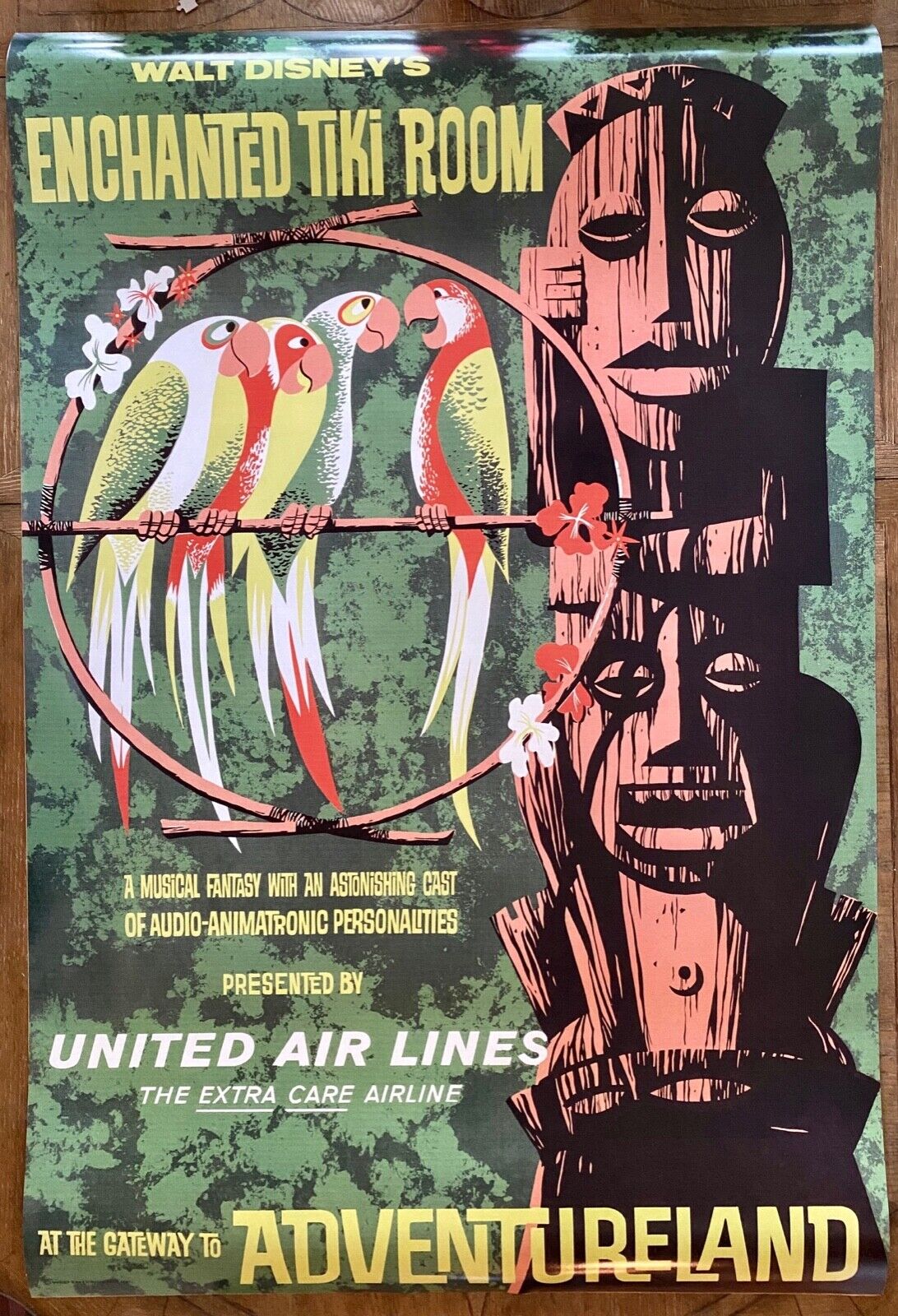 36x54 Poster Enchanted Tiki Room United Air Lines WED Enterprise 1963 Disneyland