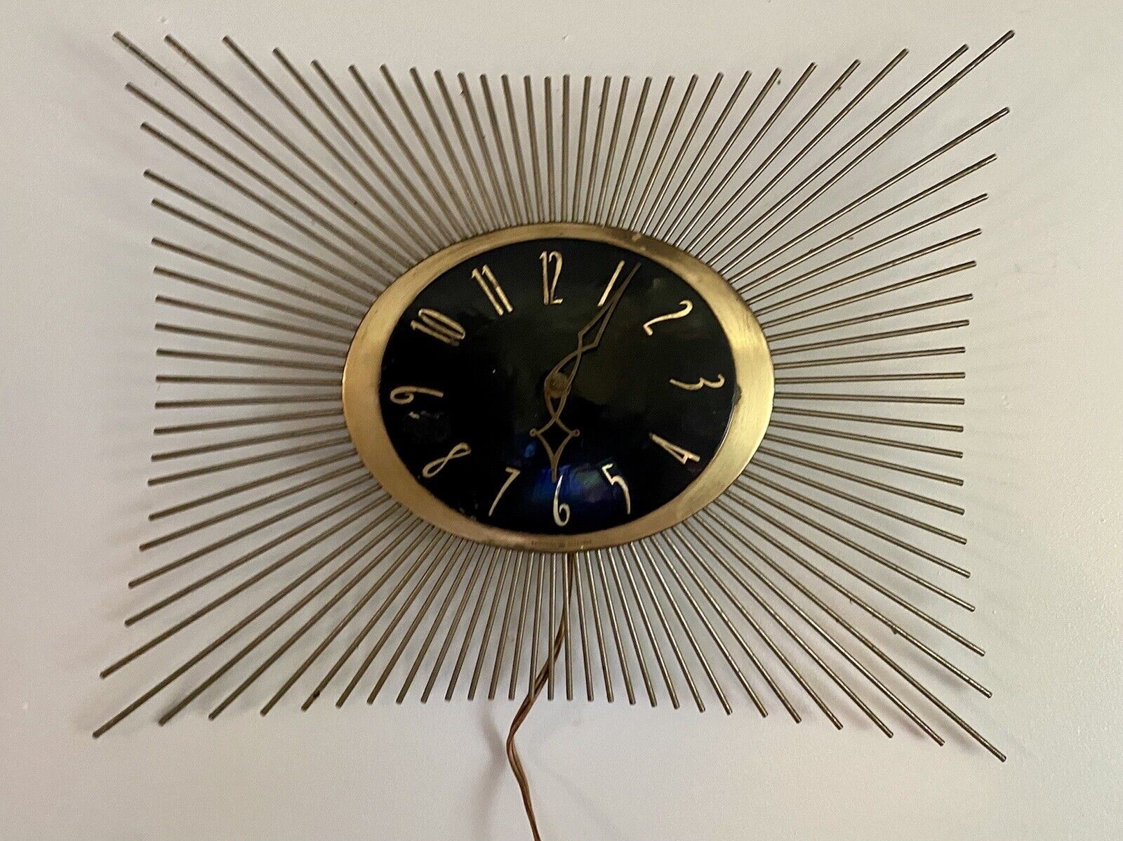 Vintage Mid Century G.E. Wall Clock General Electric Starburst MCM Brass