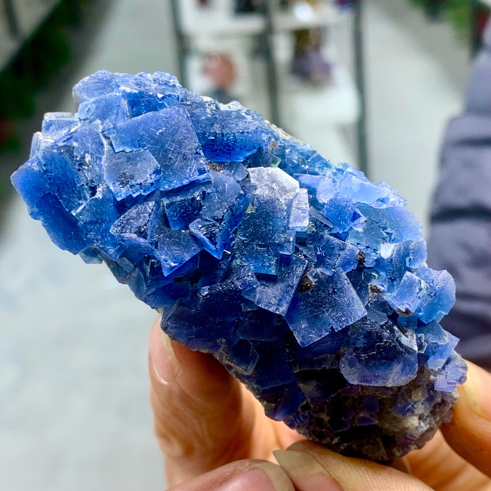 119G Rare transparent blue cubic fluorite mineral crystal samples/China