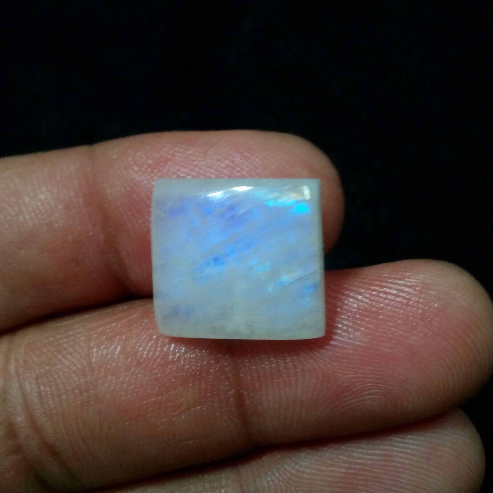 Ultimate Blue Rainbow Moonstone Cabochon 16.20 Crt Square Shape Loose Gemstone