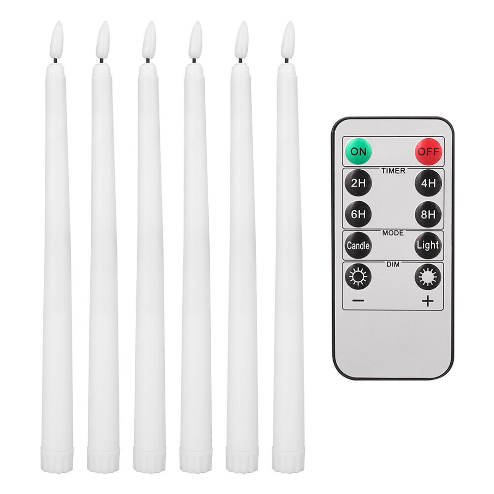 6PCS LED Flameless Taper Candles Lights Flickering Battery Operated Party Decor