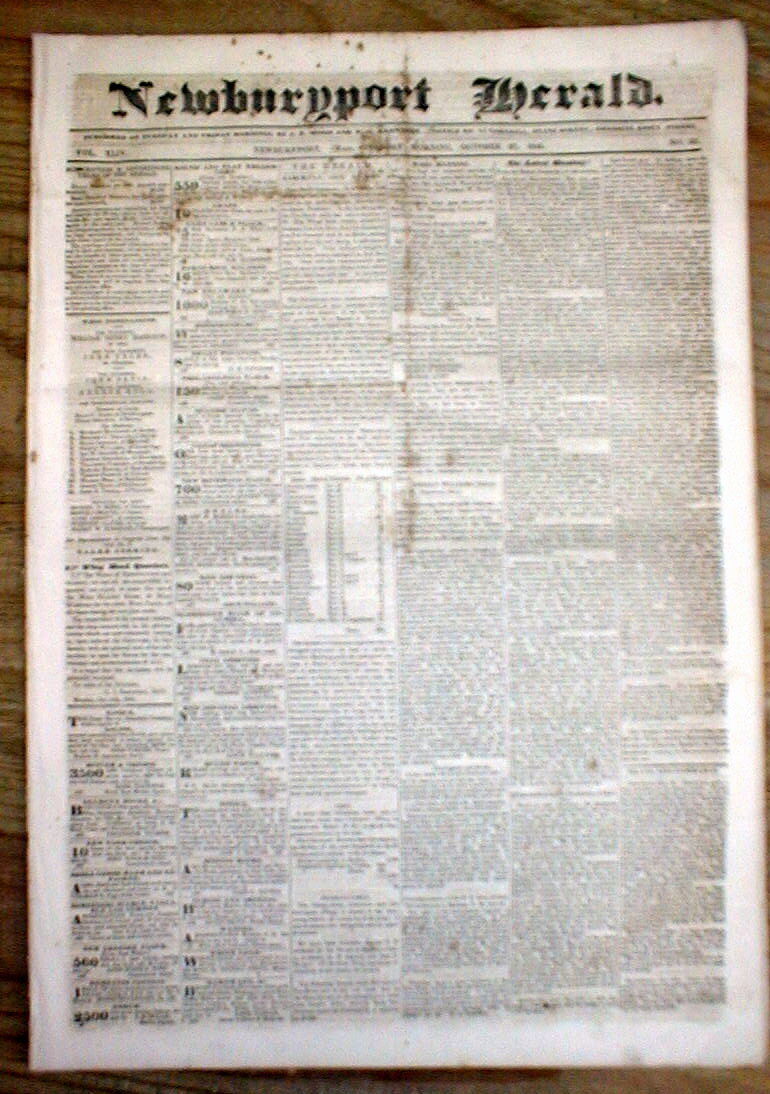1840 newspaper with WHIG PARTY Ad WILLIAM HENRY HARRISON for PRESIDENT of the US