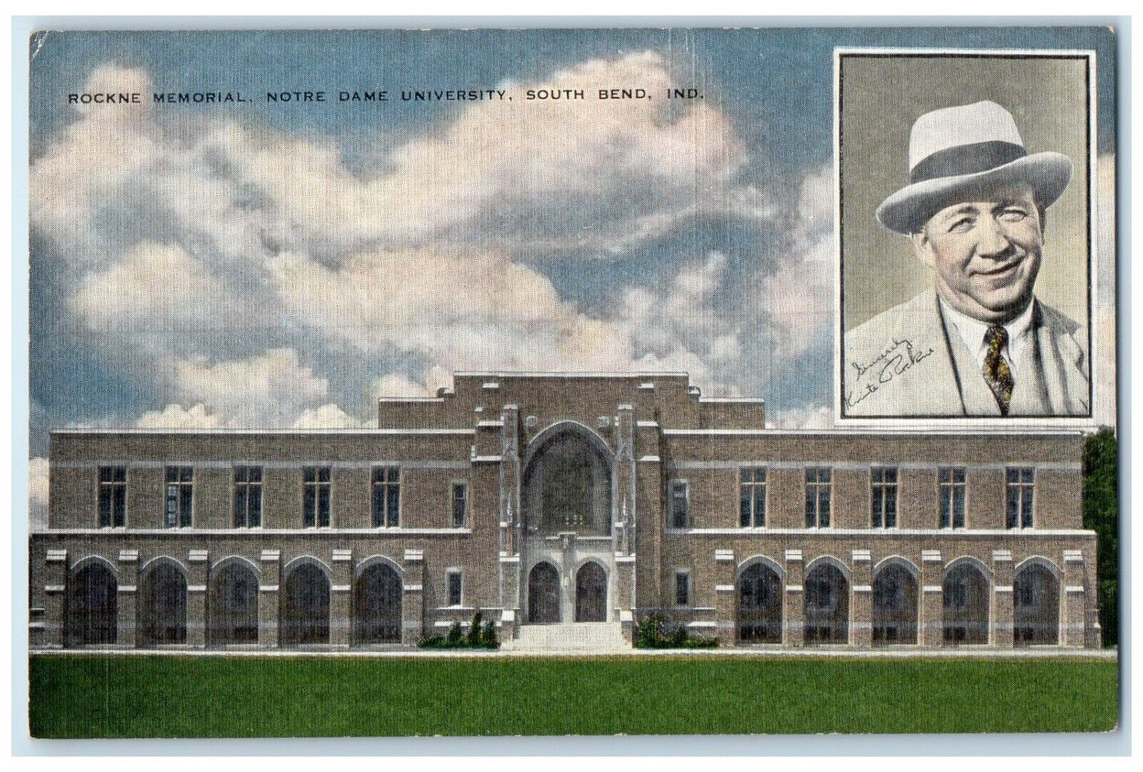 c1940 Rockne Memorial Notre Dame University Knute South Bend Indiana IN Postcard