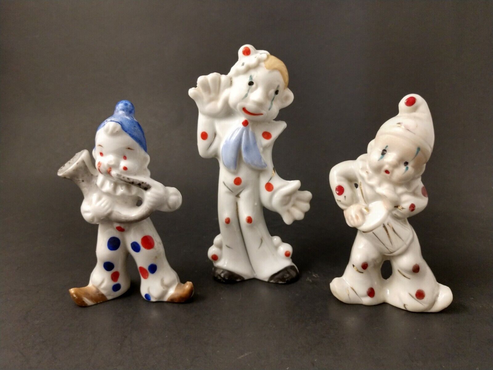 Vintage Porcelain Ceramic Clown Figurines Japan Circus 