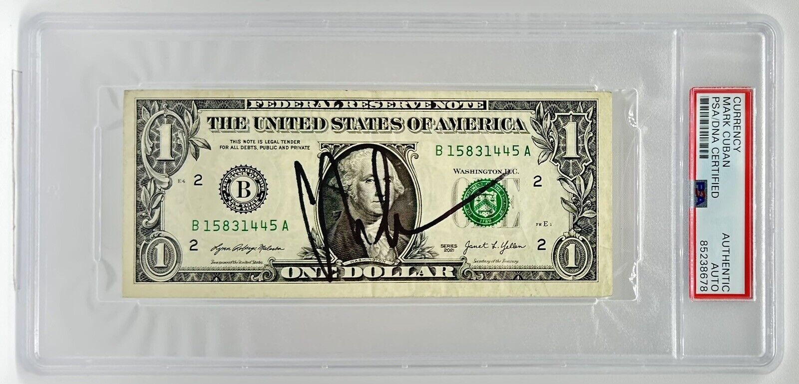 Mark Cuban Signed $1 One Dollar Bill Autographed Mavericks Shark Tank PSA/DNA