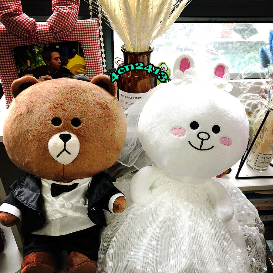 Hot Line Friends Brown Cony Plush Dolls Bear Gifts Toy Cute Wedding Costume New