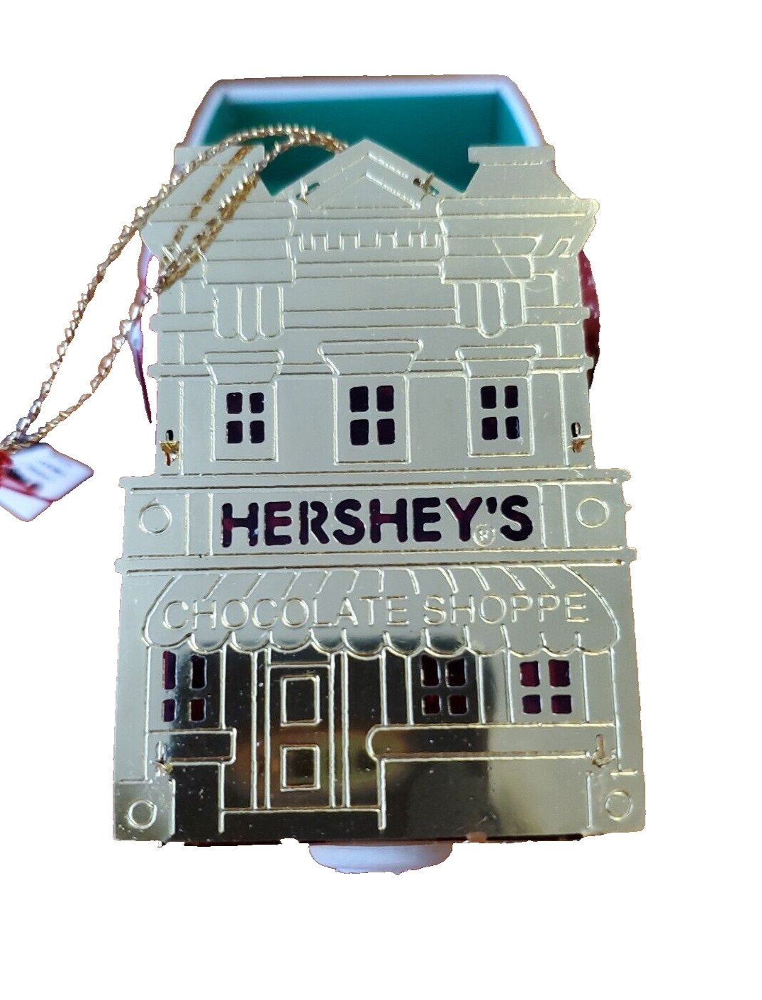 Vintage Brass Hershey's Chocolate Shoppe 3D Ornament Solid Brass 1996 Retired