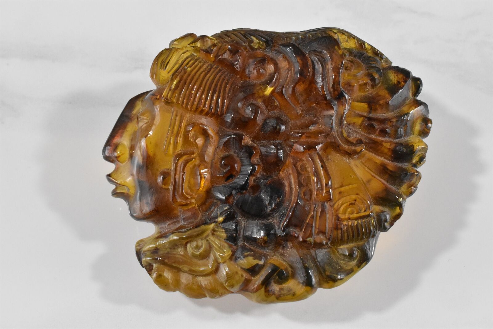 Fabulous Very Large Amber Carving Fetish by \