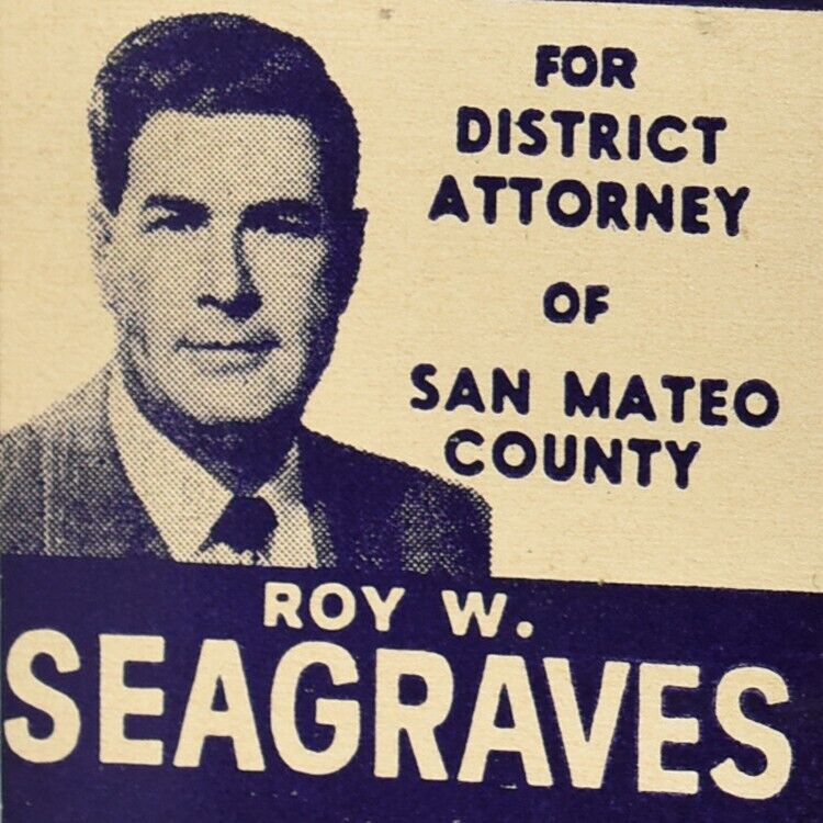 1954 Roy W Seagraves San Mateo County District Attorney Bay Area California