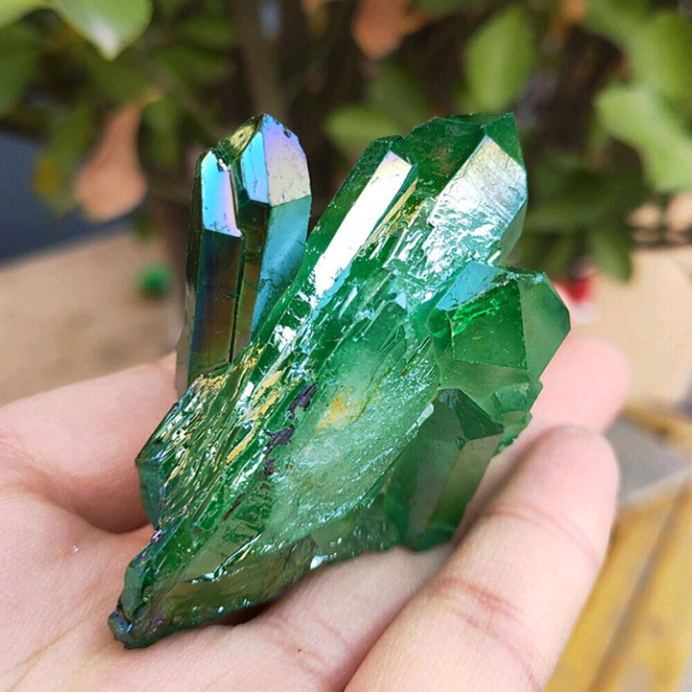 Natural Green Crystal Cluster Quartz  Crystal Gem Stone Healing Mineral Reiki