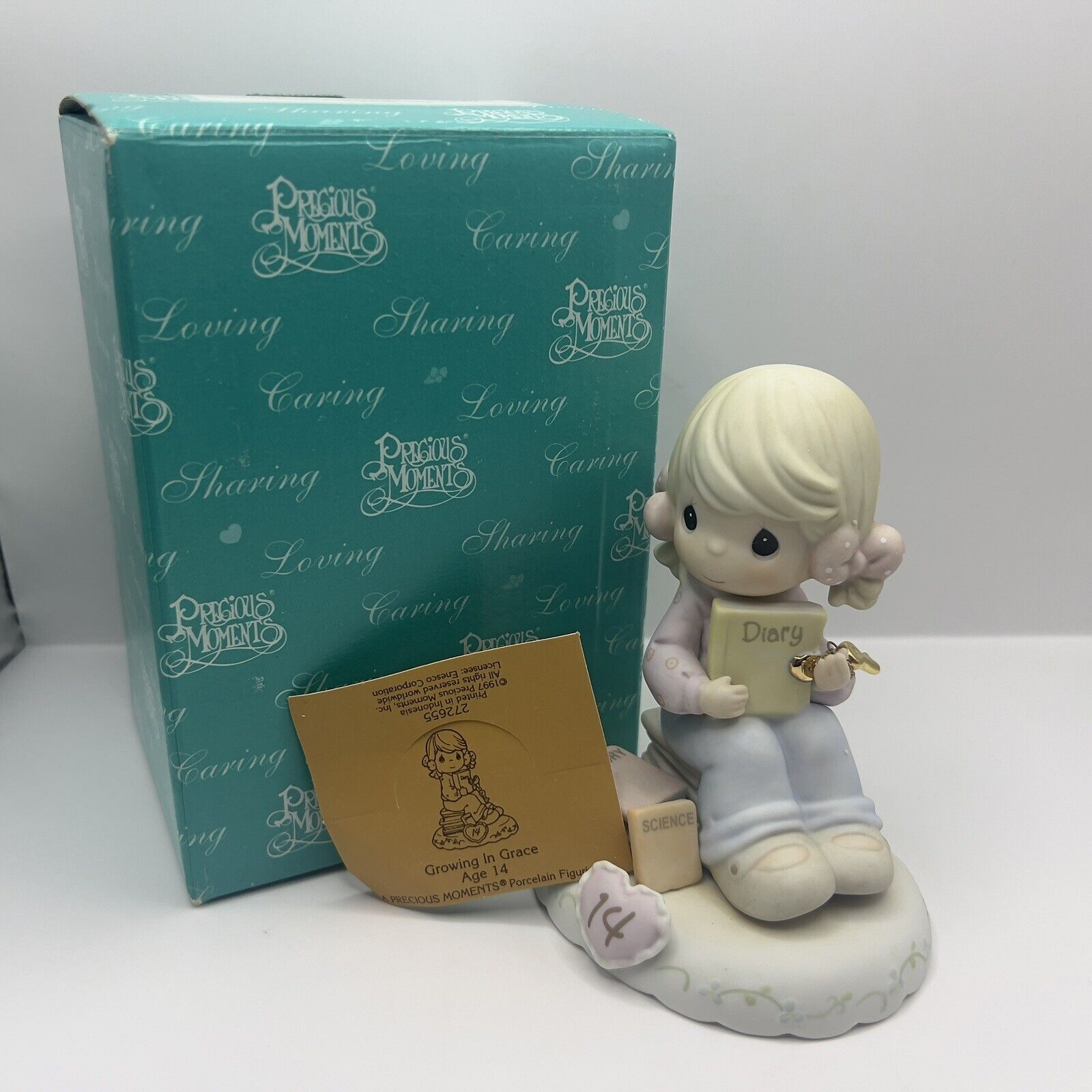 Vtg. Enesco Precious Moments 1997 Growing in Grace Age 14 272655 Blonde Girl