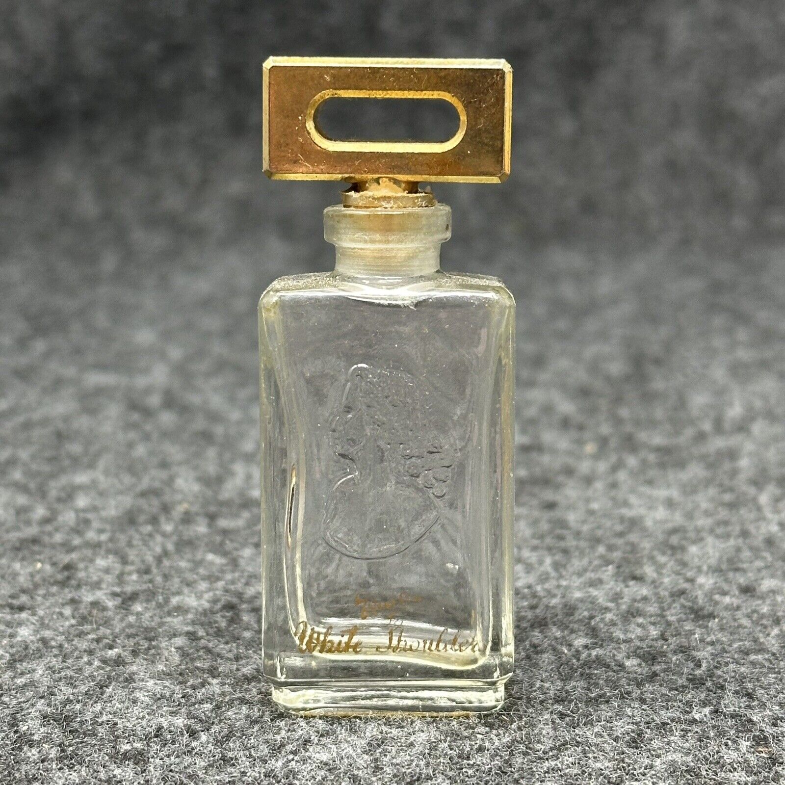 Evyan White Shoulders Vintage Perfume Bottle Sample Mini Vanity Decor Gold Top