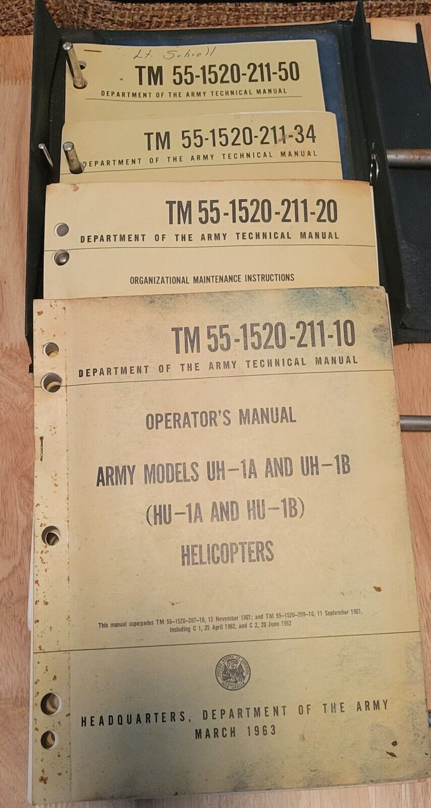 4 Army Helicopter Technical Manuals Bell UH (HU)-1A and UH (HU)-1B/1963