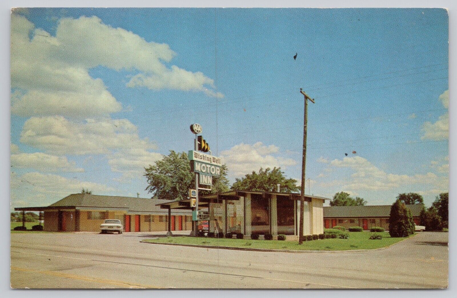 Wishing Well Motel Springfield Missouri MO Vintage Chrome Postcard Sign