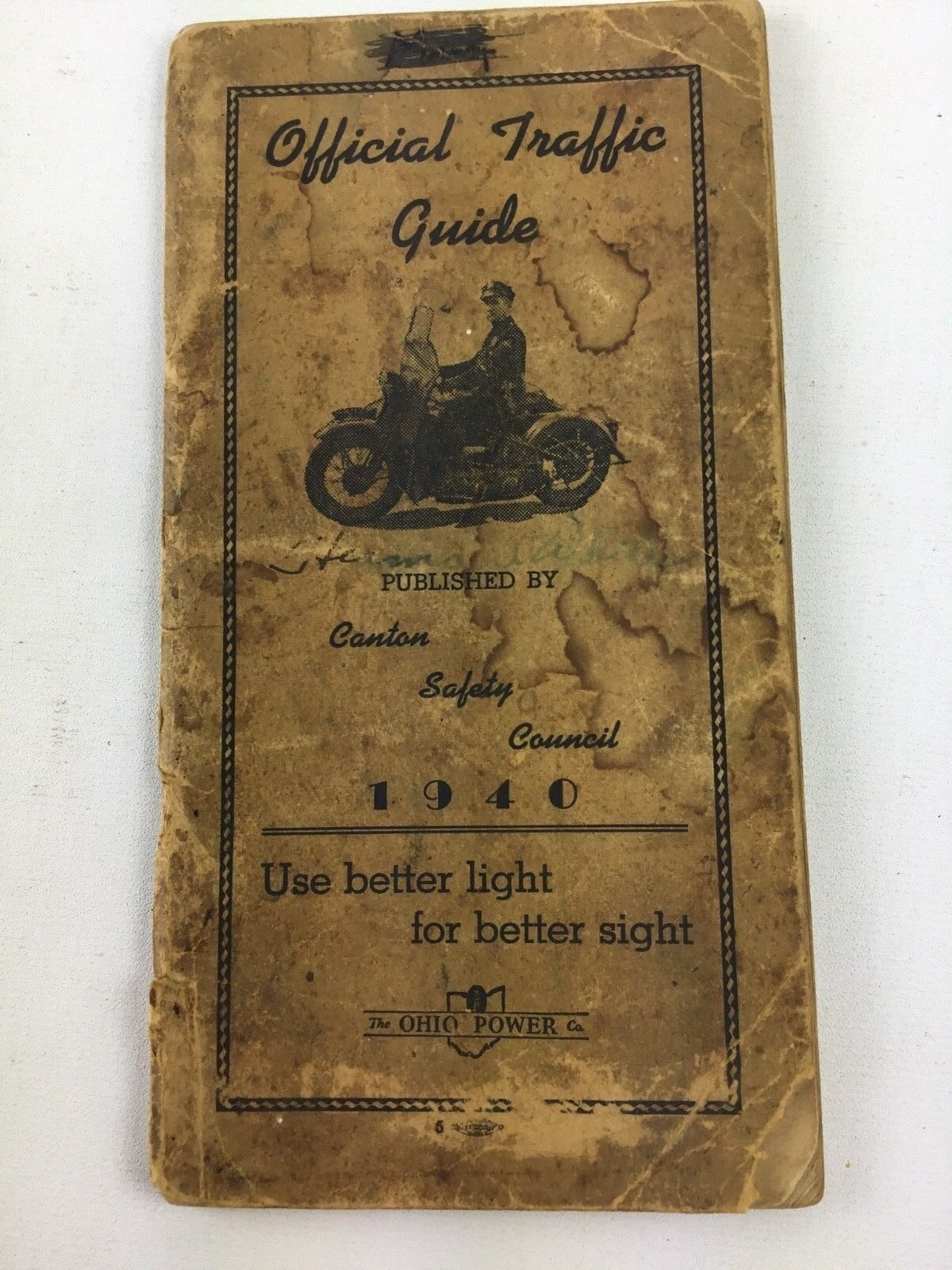 Canton OHIO Vintage Indian Harley Davidson traffic guide 1940 rare collectable
