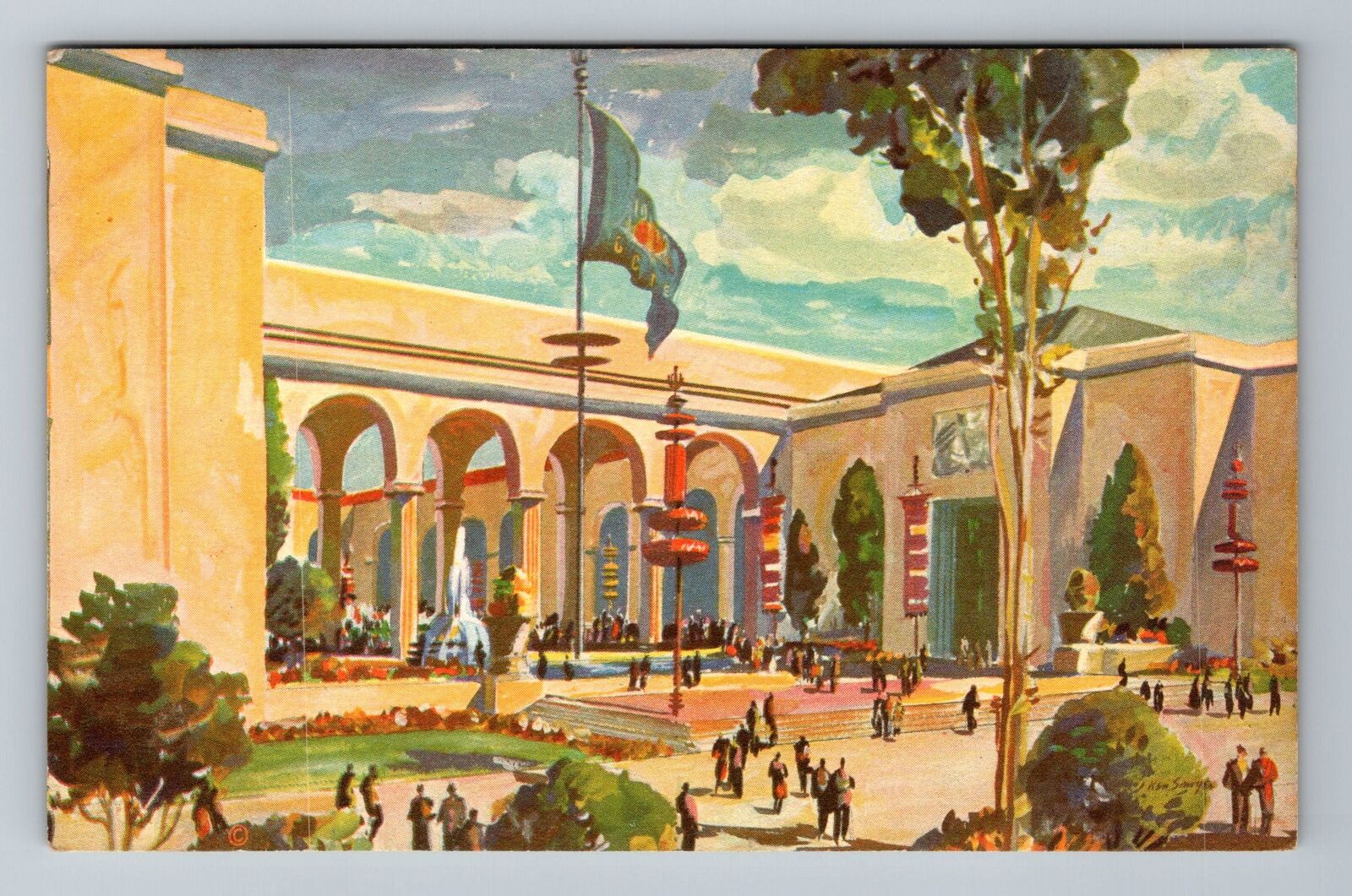 San Francisco CA 1939 Golden Gate Expo Hall Of Western States Vintage Postcard