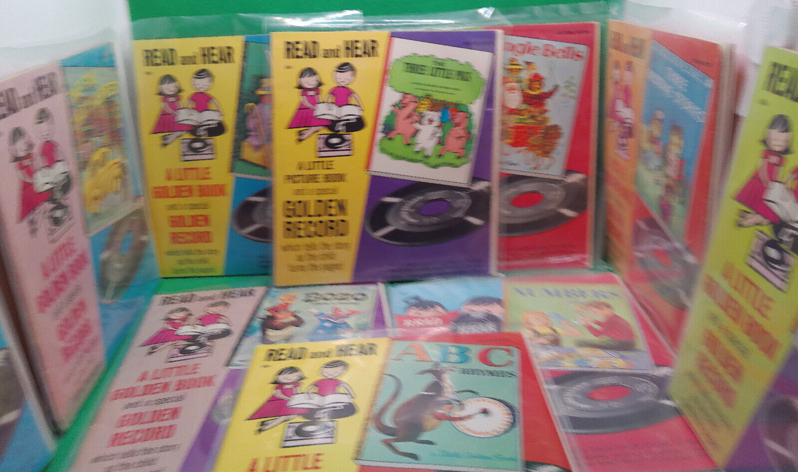 Book record vint set lot 13 Little Golden ABC Ukelele Bozo Goose Taxi Pigs 60s