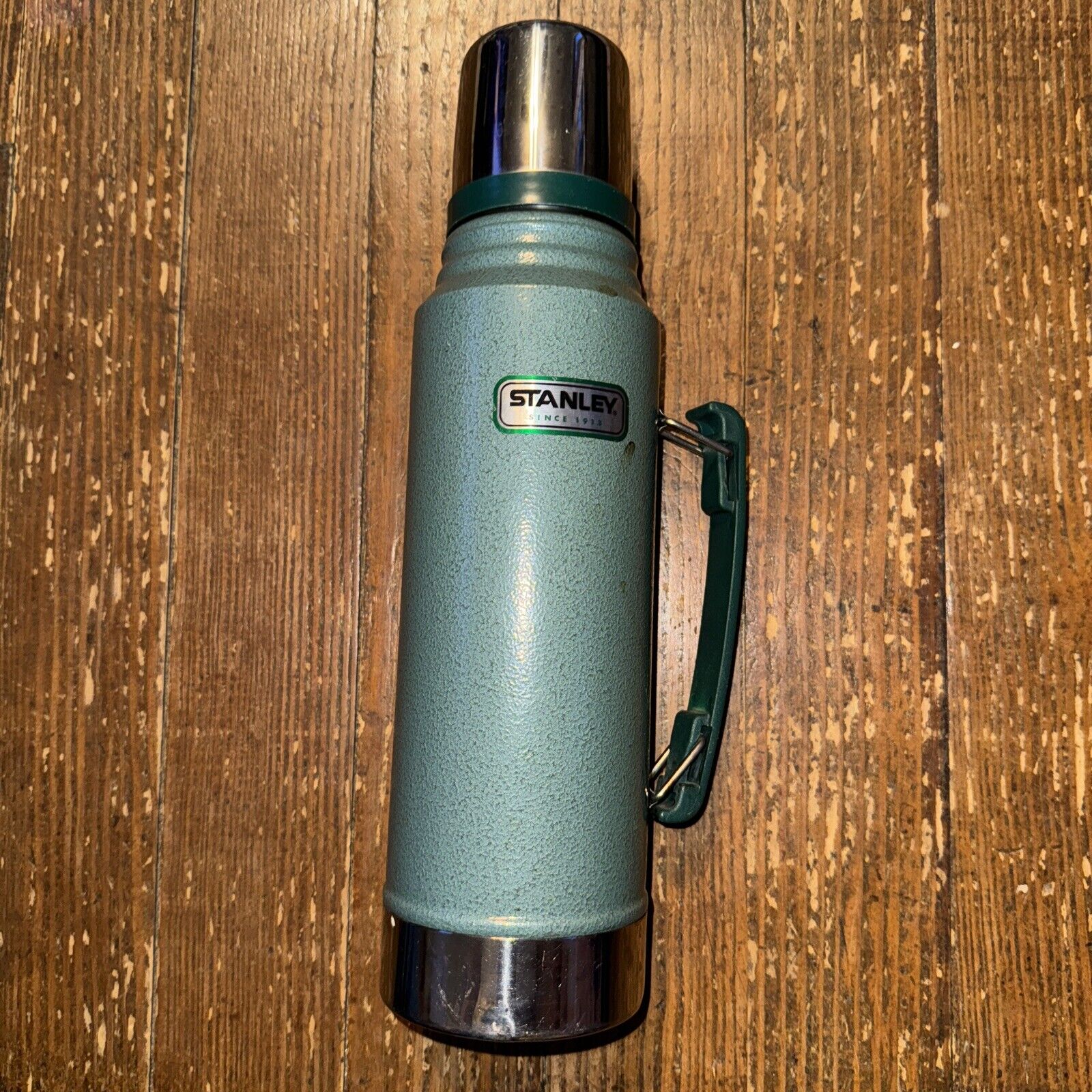 Stanley Thermos Built for Life Since 1913 Green 1.1qt With Cup Vintage