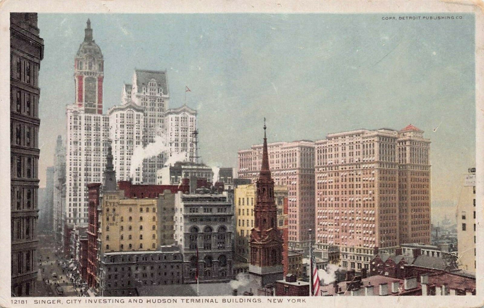 Singer, City Investing, & Hudson Terminal, NYC, Postcard, Detroit Publishing Co.