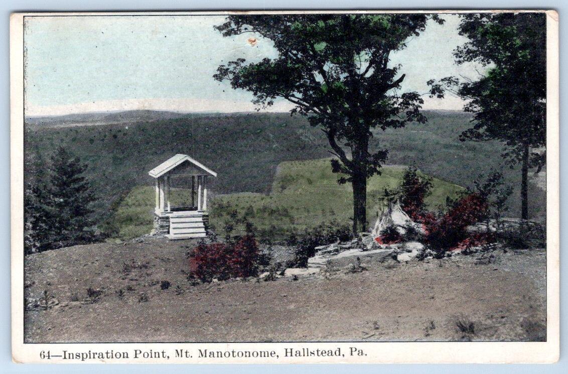 1907 HALLSTEAD PENNSYLVANIA PA INSPIRATION POINT MT MANOTONOME ANTIQUE POSTCARD