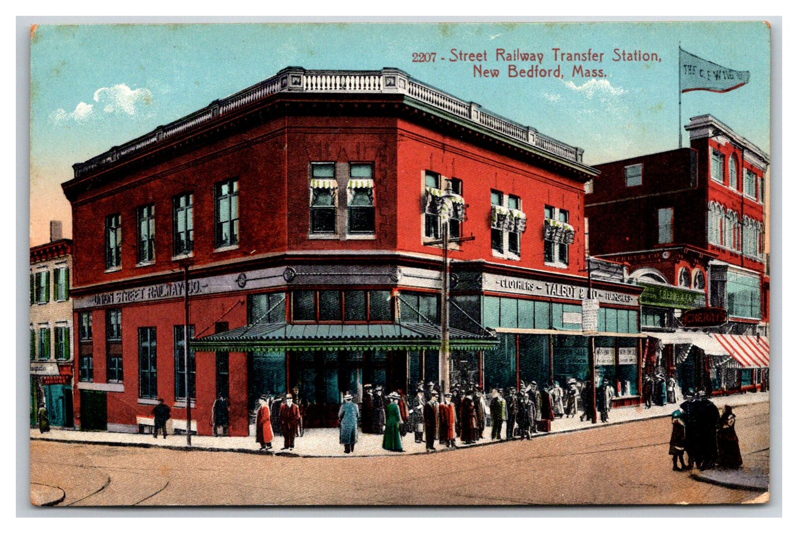 ca 1910s MA  New Bedford Street Railway Transfer Station depot stores Talbot