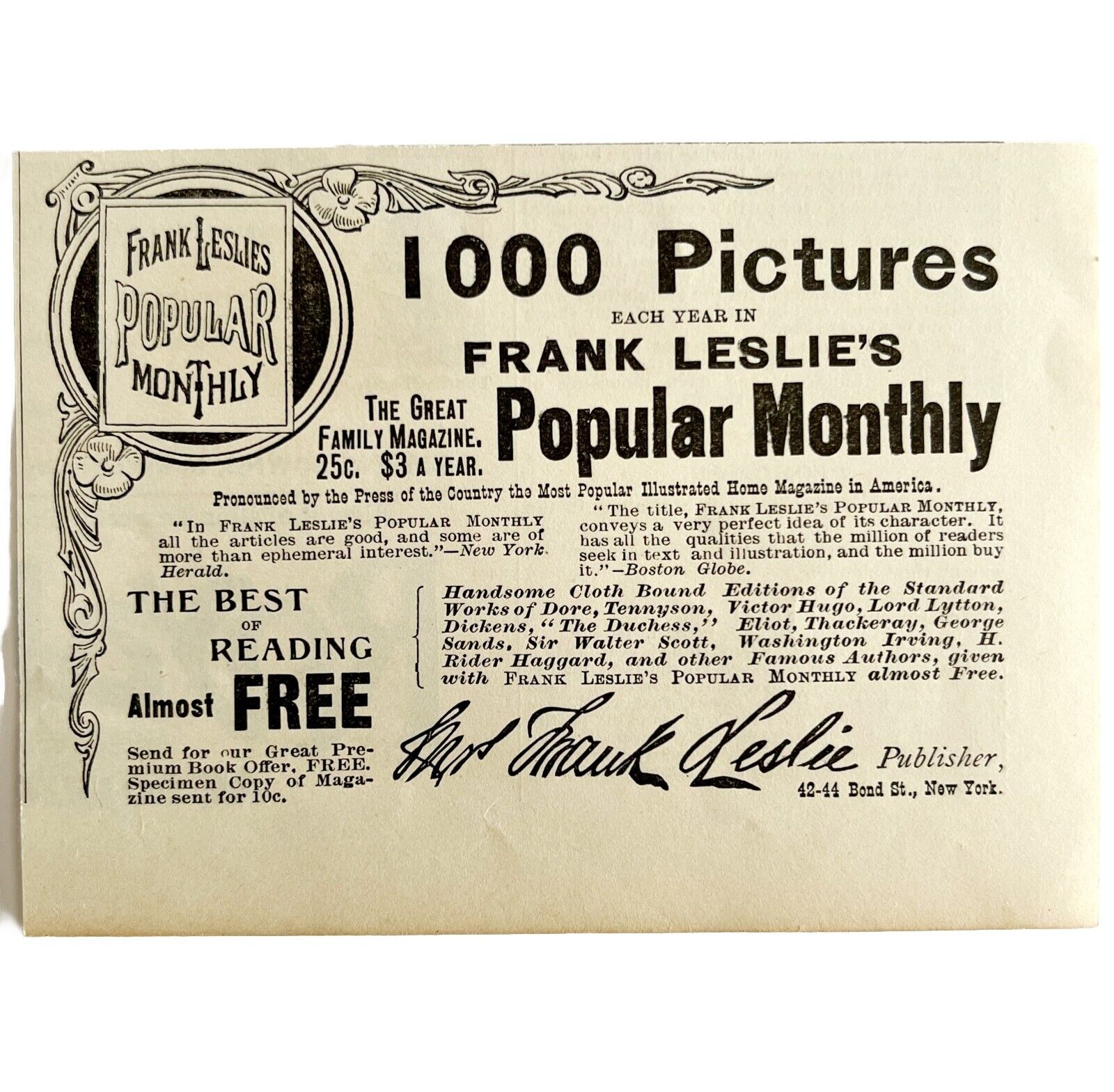 Frank Leslie\'s Popular Monthly 1894 Advertisement Victorian Magazine ADBN1ddd