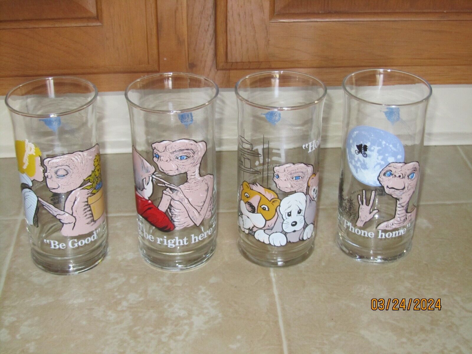 Complete Set of Four 1982 E.T. The Extra-Terrestrial Limited Edition Glasses,