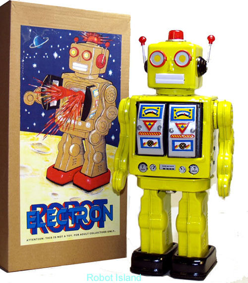 ME100 Robot Tin Toy Battery Operated YELLOW