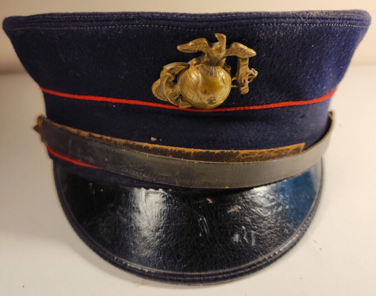 USMC MARINE CORPS WWI BLUE BELL CROWN CAP with EARLY EGA