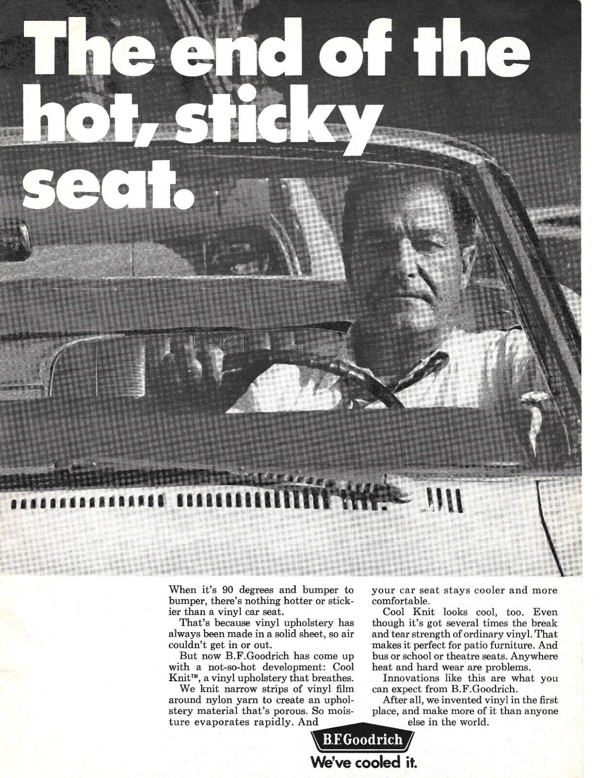 1969 Vintage Print Ad B.F. Goodrich End of the Sticky Seat Cool Knit Technology