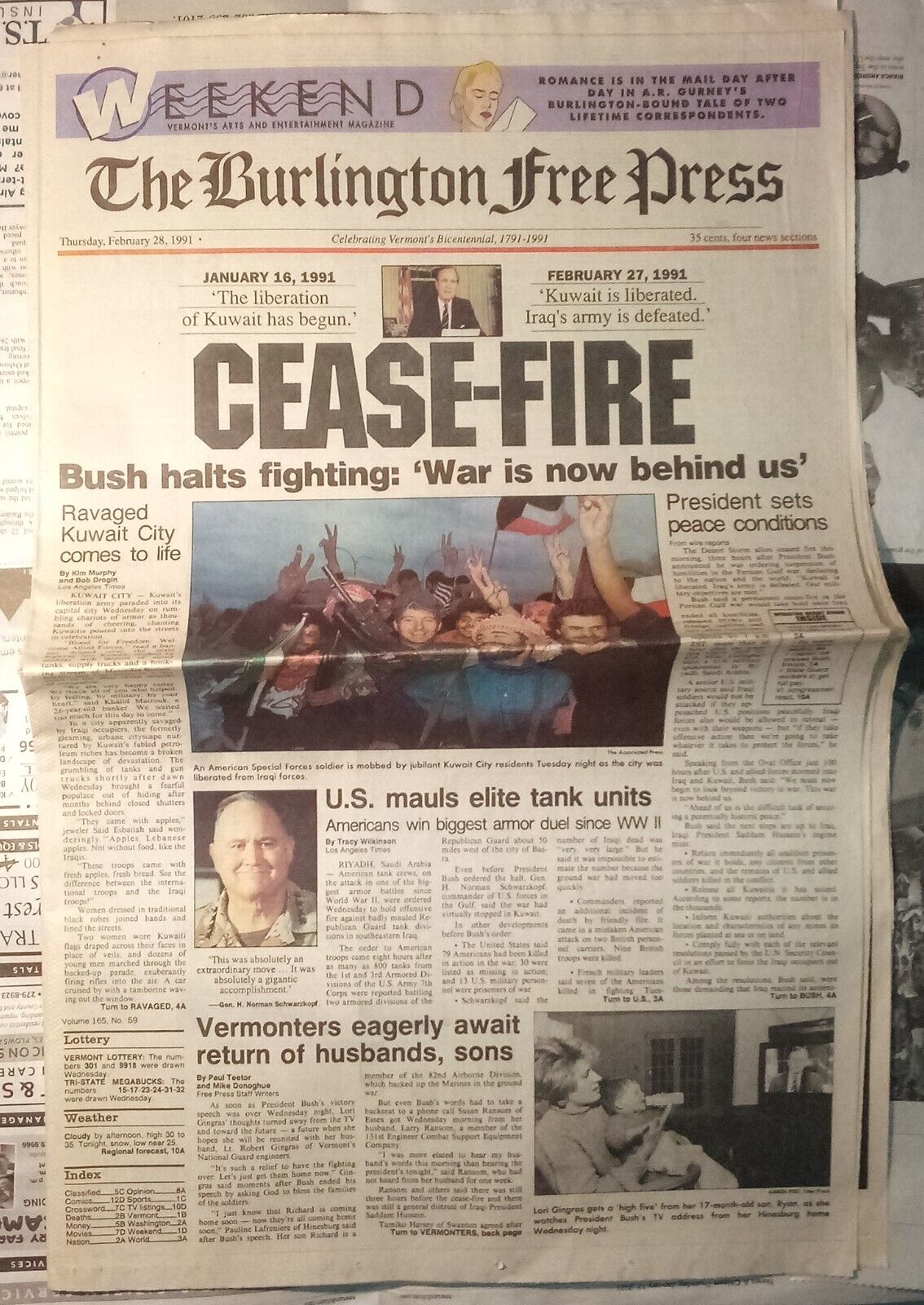 The Burlington Free Press Feb 28 1991 George Bush Iraq War