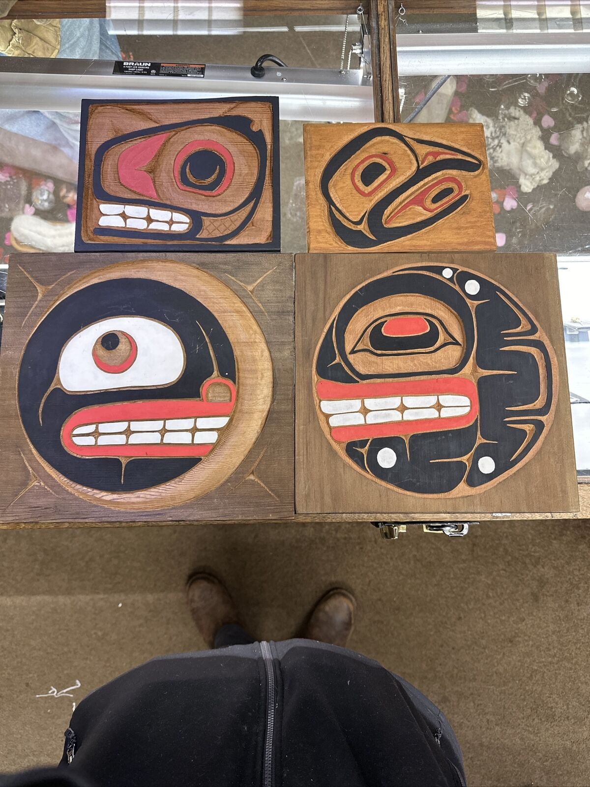 Pacific NW First Nations Cedar Carvings Lot Of 4 By Cheryl Millard Cowan