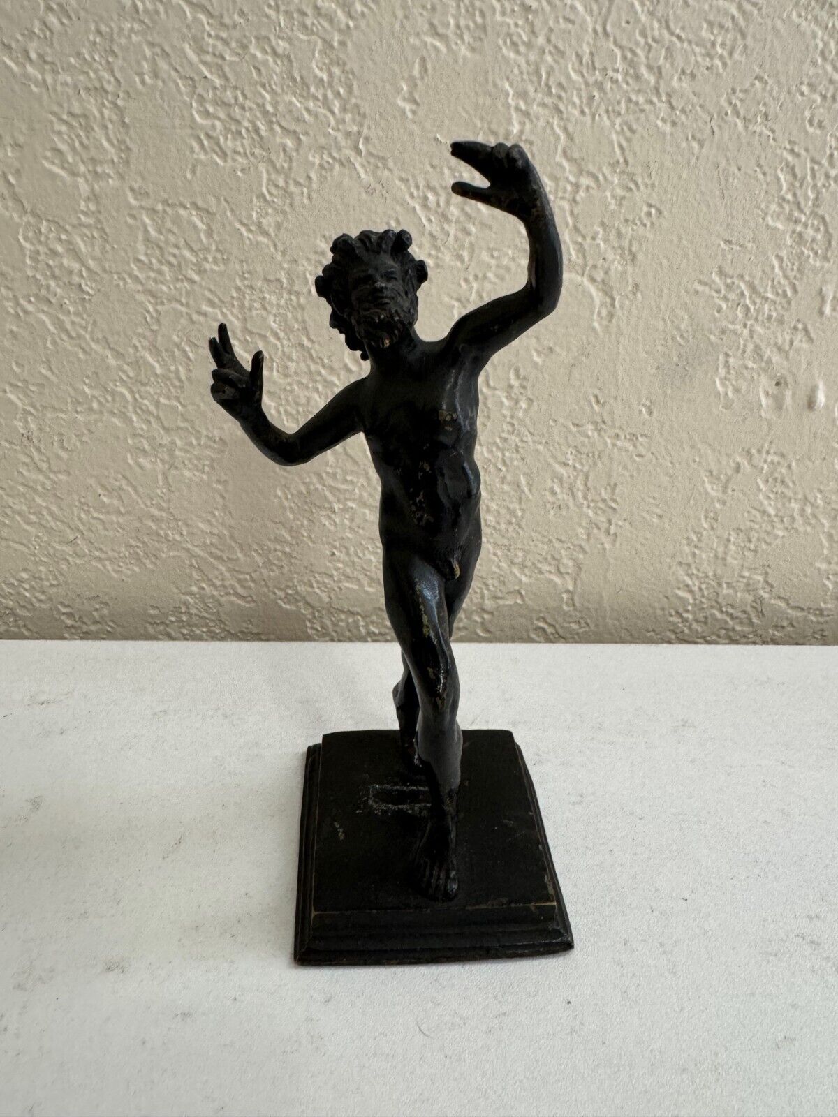 Antique Grand Tour Italian Bronze Statue Figurine Dancing Faun of Pompeii